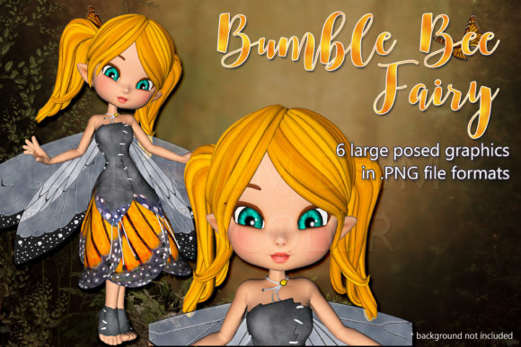 Bumble Bee Fairy Graphics: 3D Design Assets