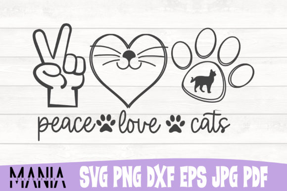Peace Love Cats SVG Cut File Design